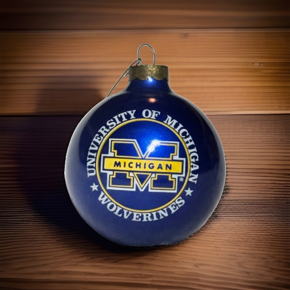 University of Michigan Wolverines Glass Ball Ornament NCAA